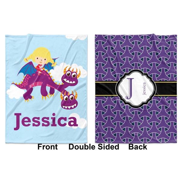 Girl Flying on a Dragon Baby Blanket (Double Sided - Printed Front and Back)