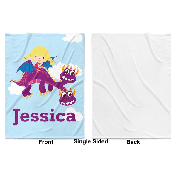 Girl Flying on a Dragon Baby Blanket (Single Side - Printed Front, White Back)