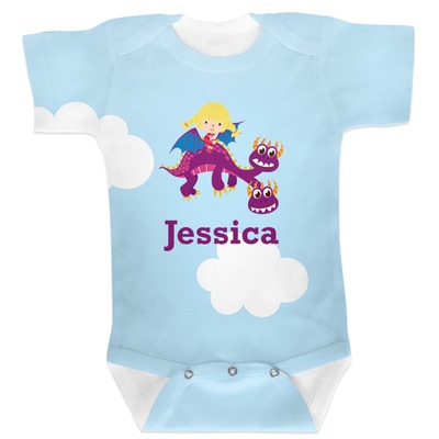 Girl Flying on a Dragon Baby Bodysuit (Personalized)