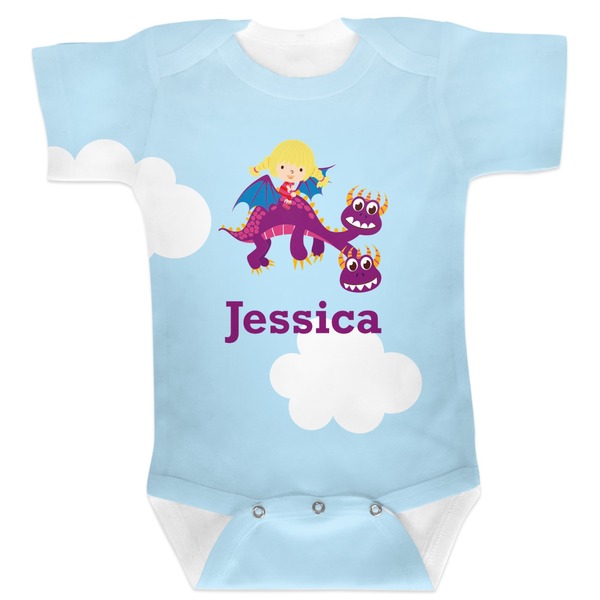 Custom Girl Flying on a Dragon Baby Bodysuit 3-6 (Personalized)