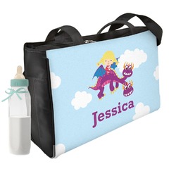 Girl Flying on a Dragon Diaper Bag w/ Name or Text