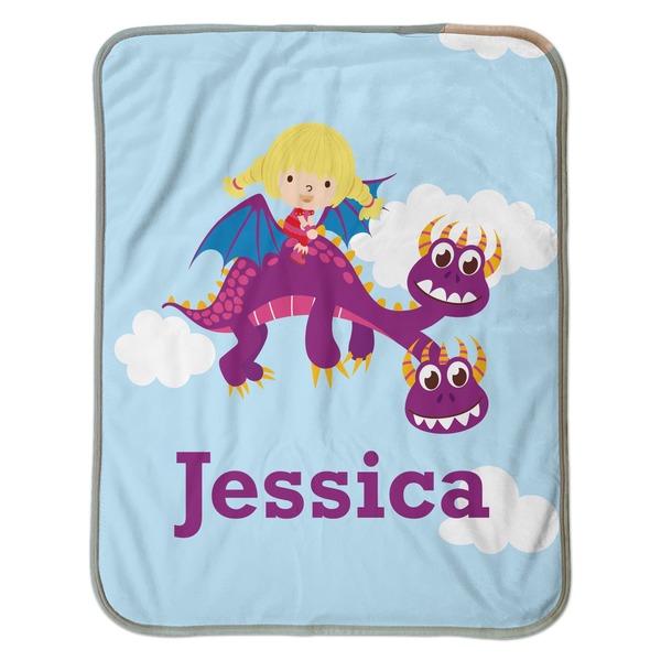 Girl Flying on a Dragon Baby Sherpa Blanket - Flat