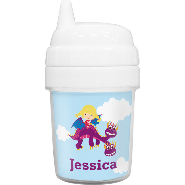 Custom Girl Flying on a Dragon Baby Sippy Cup (Personalized)