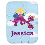 Girl Flying on a Dragon Baby Swaddling Blanket (Personalized)