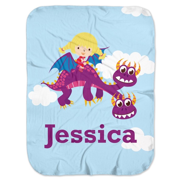 Custom Girl Flying on a Dragon Baby Swaddling Blanket (Personalized)