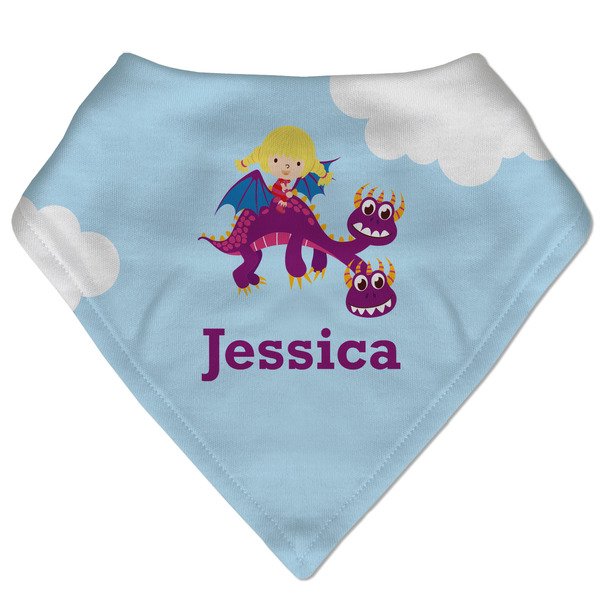 Custom Girl Flying on a Dragon Bandana Bib (Personalized)