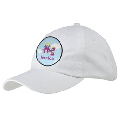 Girl Flying on a Dragon Baseball Cap - White (Personalized)