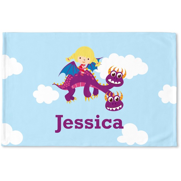 Custom Girl Flying on a Dragon Woven Mat (Personalized)