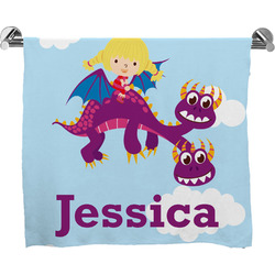 Girl Flying on a Dragon Bath Towel (Personalized)