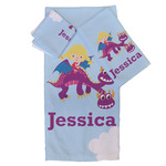 Girl Flying on a Dragon Bath Towel Set - 3 Pcs (Personalized)