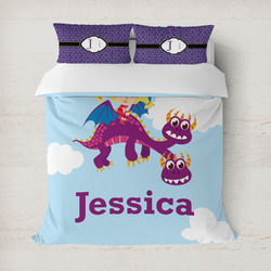 Girl Flying on a Dragon Duvet Cover (Personalized)