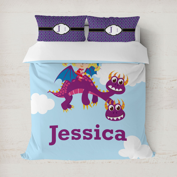 Custom Girl Flying on a Dragon Duvet Cover (Personalized)
