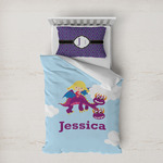 Girl Flying on a Dragon Duvet Cover Set - Twin XL (Personalized)