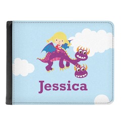 Girl Flying on a Dragon Genuine Leather Men's Bi-fold Wallet (Personalized)