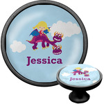 Girl Flying on a Dragon Cabinet Knob (Black) (Personalized)