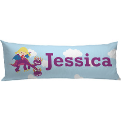 Girl Flying on a Dragon Body Pillow Case (Personalized)