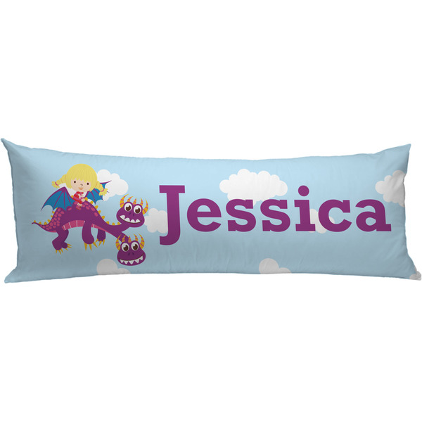 Custom Girl Flying on a Dragon Body Pillow Case (Personalized)