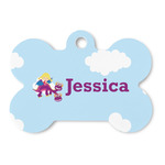 Girl Flying on a Dragon Bone Shaped Dog ID Tag (Personalized)