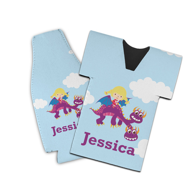 Custom Girl Flying on a Dragon Bottle Cooler (Personalized)