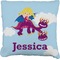 Girl Flying on a Dragon Faux-Linen Throw Pillow 20" (Personalized)