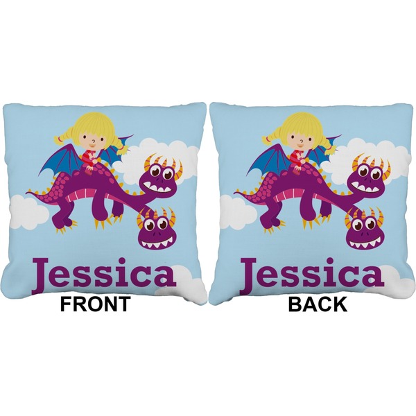 Girl Flying on a Dragon Burlap Pillow Approval