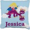 Girl Flying on a Dragon Burlap Pillow (Personalized)