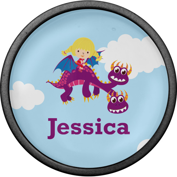 Girl Flying on a Dragon Cabinet Knob - Black - Front
