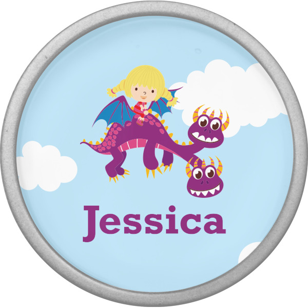 Girl Flying on a Dragon Cabinet Knob - Nickel - Front