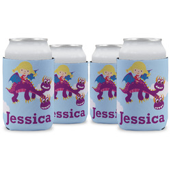 Girl Flying on a Dragon Can Cooler (12 oz) - Set of 4 w/ Name or Text