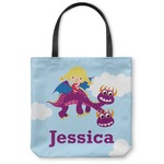 Girl Flying on a Dragon Canvas Tote Bag - Small - 13"x13" (Personalized)