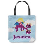 Girl Flying on a Dragon Canvas Tote Bag - Large - 18"x18" (Personalized)