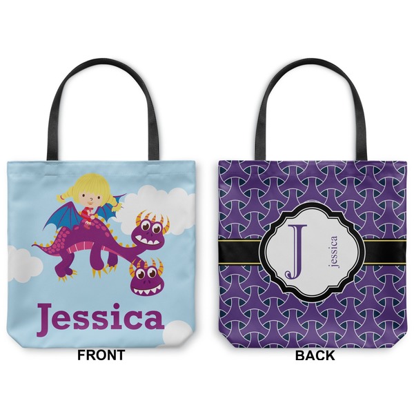 Girl Flying on a Dragon Canvas Tote - Front and Back