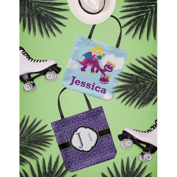 Girl Flying on a Dragon Canvas Tote Lifestyle Front and Back