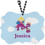 Girl Flying on a Dragon Rear View Mirror Charm (Personalized)