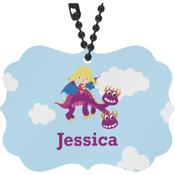 Custom Girl Flying on a Dragon Rear View Mirror Charm (Personalized)
