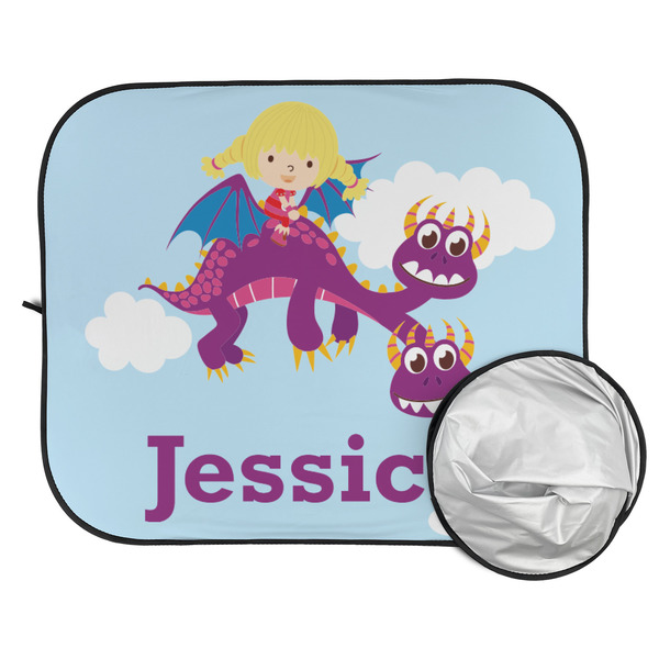 Girl Flying on a Dragon Car Sun Shades - FOLDED & UNFOLDED
