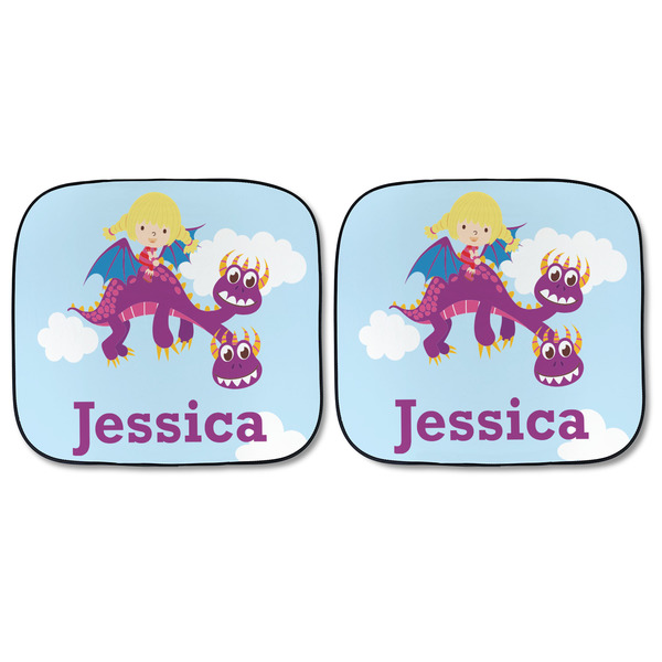 Girl Flying on a Dragon Car Sun Shades - FRONT