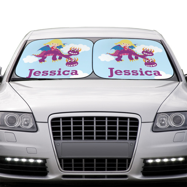 Girl Flying on a Dragon Car Sun Shades - IN CONTEXT