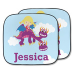 Girl Flying on a Dragon Car Sun Shade - Two Piece (Personalized)