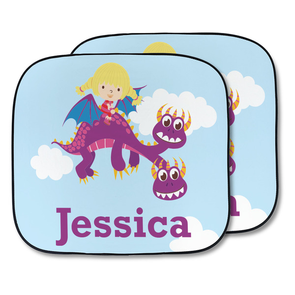 Custom Girl Flying on a Dragon Car Sun Shade - Two Piece (Personalized)