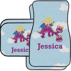 Girl Flying on a Dragon Car Floor Mats Set - 2 Front & 2 Back (Personalized)