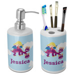 Girl Flying on a Dragon Ceramic Bathroom Accessories Set (Personalized)
