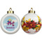 Girl Flying on a Dragon Ceramic Christmas Ornament - Poinsettias (APPROVAL)