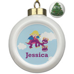 Girl Flying on a Dragon Ceramic Ball Ornament - Christmas Tree (Personalized)