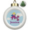 Girl Flying on a Dragon Ceramic Christmas Ornament - Xmas Tree (Front View)