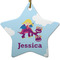 Girl Flying on a Dragon Ceramic Flat Ornament - Star (Front)