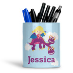 Girl Flying on a Dragon Ceramic Pen Holder