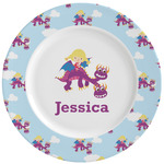 Girl Flying on a Dragon Ceramic Dinner Plates (Set of 4) (Personalized)