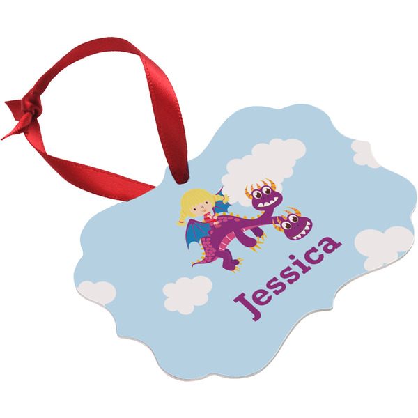 Girl Flying on a Dragon Christmas Ornament