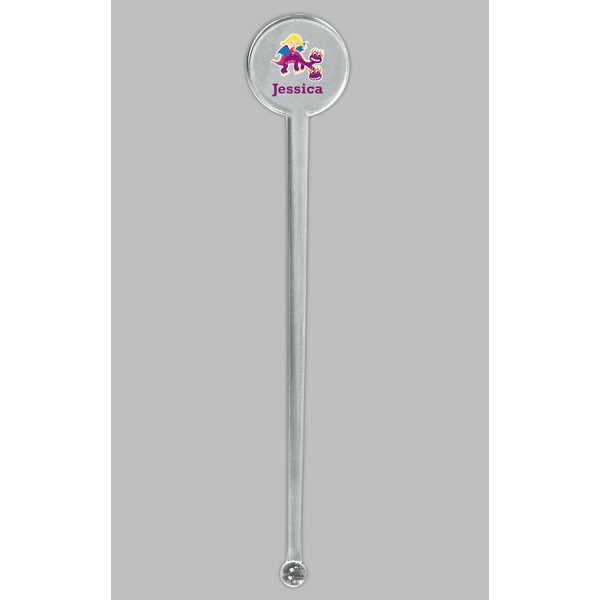 Girl Flying on a Dragon Clear Plastic 7" Stir Stick - Round - Single Stick